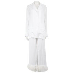 Sleeper White Ostrich Feather Trim Matching Set Size M
