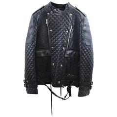Balmain Men Black Leather Jacket Size 54. Retails 3600$