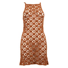 Cult Gaia Brown Crochet Mini Dress Size XS