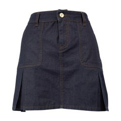 Gucci Blue Denim Beaded Logo Mini Skirt Size M