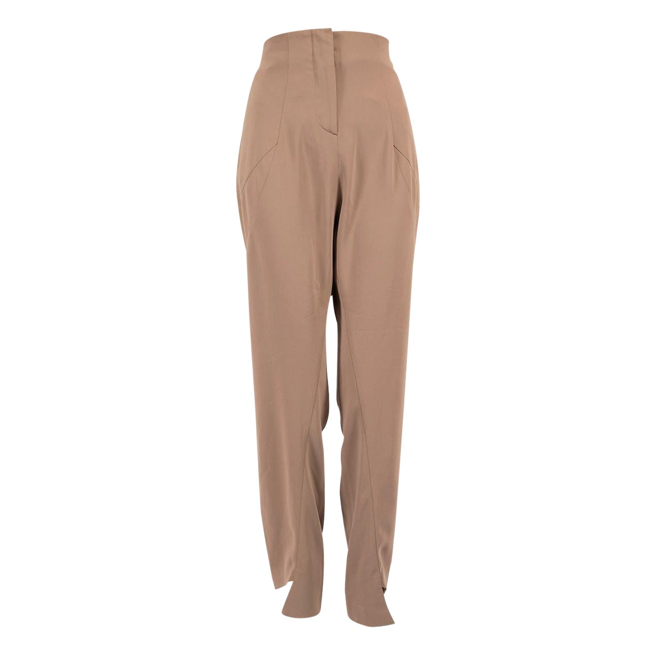 Maison Margiela Brown Straight Detail Stitch Trousers Size S For Sale