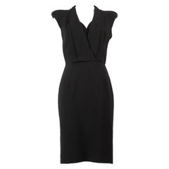 Alexander McQueen Black V Neck Knee Length Dress Taille L