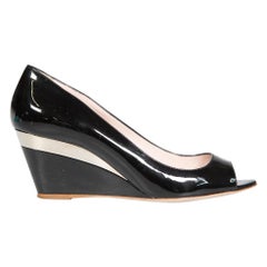 Miu Miu Black Patent Leather Wedge Heels Size IT 36