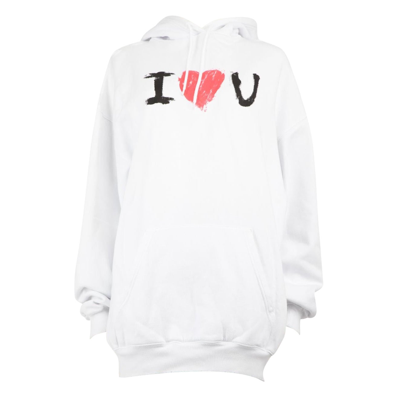 Balenciaga Weißer I Love U- Hoodie mit Druck Größe XS im Angebot