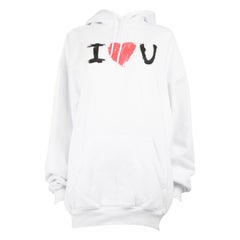 Felpa con cappuccio Balenciaga White I Love U Print Taglia XS