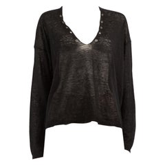 Nili Lotan Black Eyelet Detail Sheer Top Size M