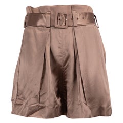 Fendi Short à ceinture en satin Brown Taille S