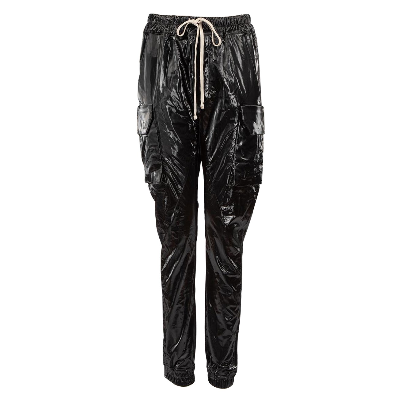 Rick Owens pour Joggers noirs à cordon réfléchissant, taille S en vente