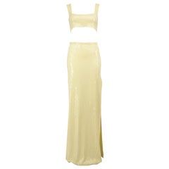 Galvan London Yellow Sequin Top & Skirt Co-Ord Size S