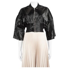 Rick Owens DRKSHDW Schwarz Reflective Crop Zip Jacke Größe S