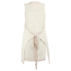 Victoria Beckham Ecrufarbenes gestreiftes Top mit Detailsbesatz Größe M