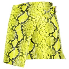 The Attico Yellow Leather Snake Embossed Mini Skirt Size XS