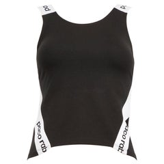Paco Rabanne Cuello redondo Logo Tape Negro Camiseta de tirantes Talla XS