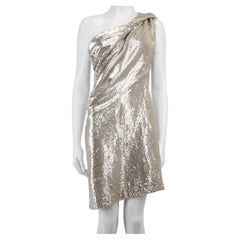 Givenchy Silver Sequinned One-Shoulder Mini Dress Size XL