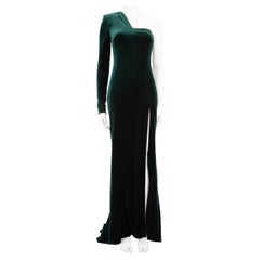 Galvan London Green Velvet One Shoulder Dress Size S
