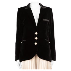 Paco Rabanne Blazer de terciopelo negro con perlas de imitación Talla XXL