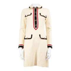 Gucci Ecru Web Trim Knee Length Dress Size S