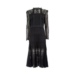 Temperley London Black Lace Panelled Midi Dress Size XL