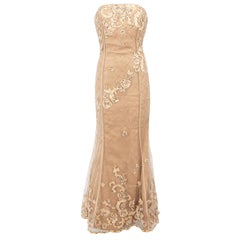 Jovani Brown Strapless Beaded Gown Size XL