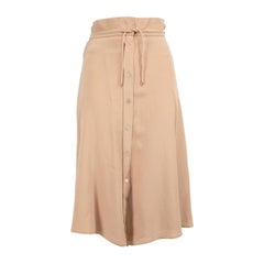Hermès Pink Silk Drawstring Button Detail Skirt Size M