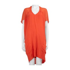 Helmut Lang Orange Sheer Mesh Mini Dress Size S