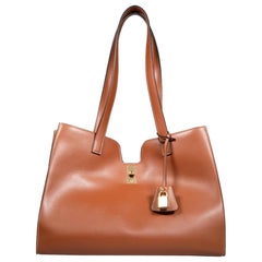 Céline Brown Calfskin Leather Cabas 16 Tote