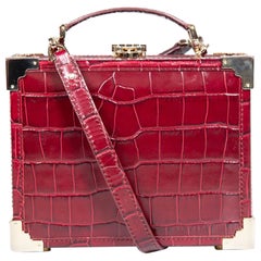 Aspinal of London Burgundy Trunk Croc Leather Bag