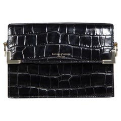 Aspinal of London Black Croc Embossed Chelsea Bag