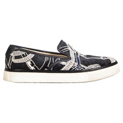 Hermès Printed Velvet Slip-On Shoes Size IT 37.5