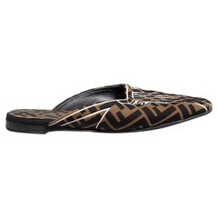 Fendi Brown Freedom Zucca FF Mules Size IT 37