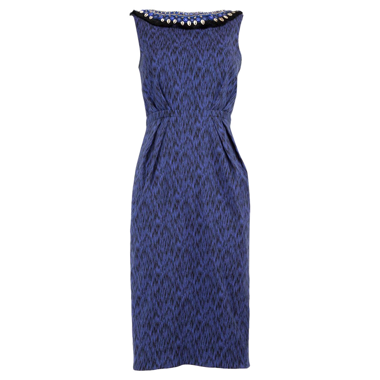 Matthew Williamson Blue Sleeveless Printed Dress Size S