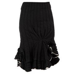 Valentino Garavani Black Wool Ruffle Knit Skirt Size M