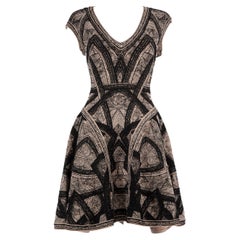 Herve Leger Abstract Pattern V Neck Mini Dress Size S