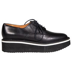 Clergerie Black Leather Lace-Up Oxfords Size IT 37.5
