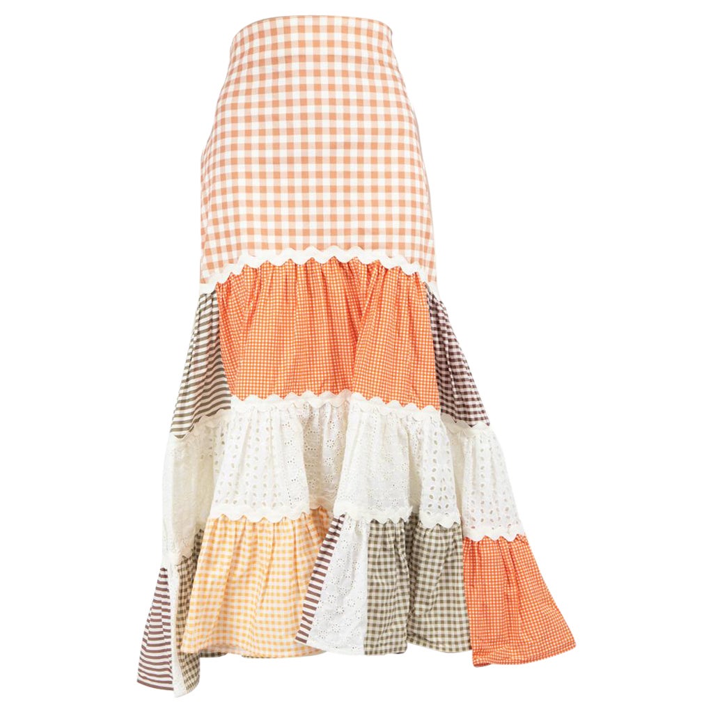 Silvia Tcherassi Falda midi de parches en capas Talla M en venta