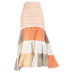 Silvia Tcherassi Patchwork Tiered Midi Skirt Size M