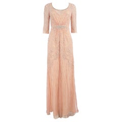 Jenny Packham Bata rosa con cuentas y adornos Talla M
