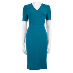 Roland Mouret Blue V Neck Short Sleeve Dress Size S