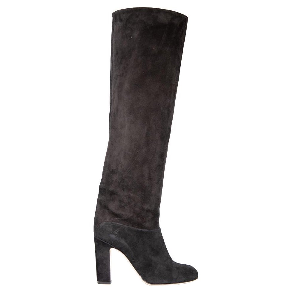Paris Texas Black Suede Leather Knee-High Boots Size IT 36 For Sale