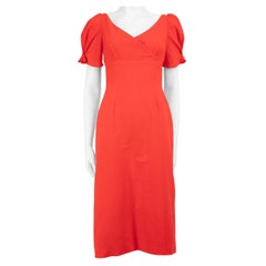 Emilia Wickstead Red V Neck Midi Dress Size M