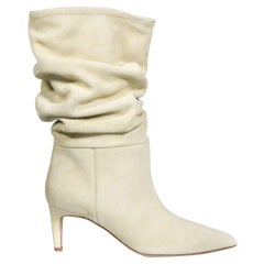 Paris Texas Yellow Suede Pointed-Toe Slouchy Boots Size IT 36