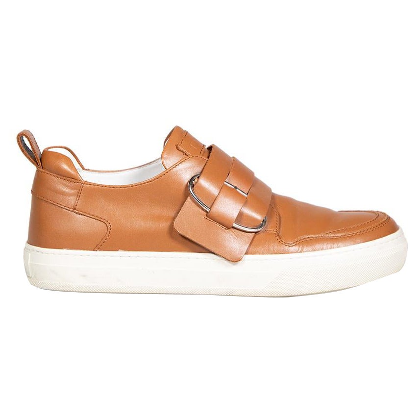Tod's Brown Leather Buckle Detail Slip-On Shoes Size IT 36.5 For Sale