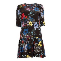 Erdem Floral Print Silk Drop-Waist Mini Dress Size S