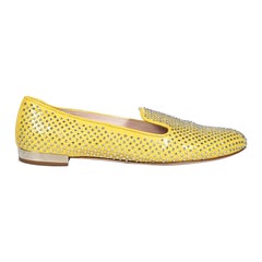 Miu Miu Yellow Patent Crystal Embellished Loafers Size IT 37