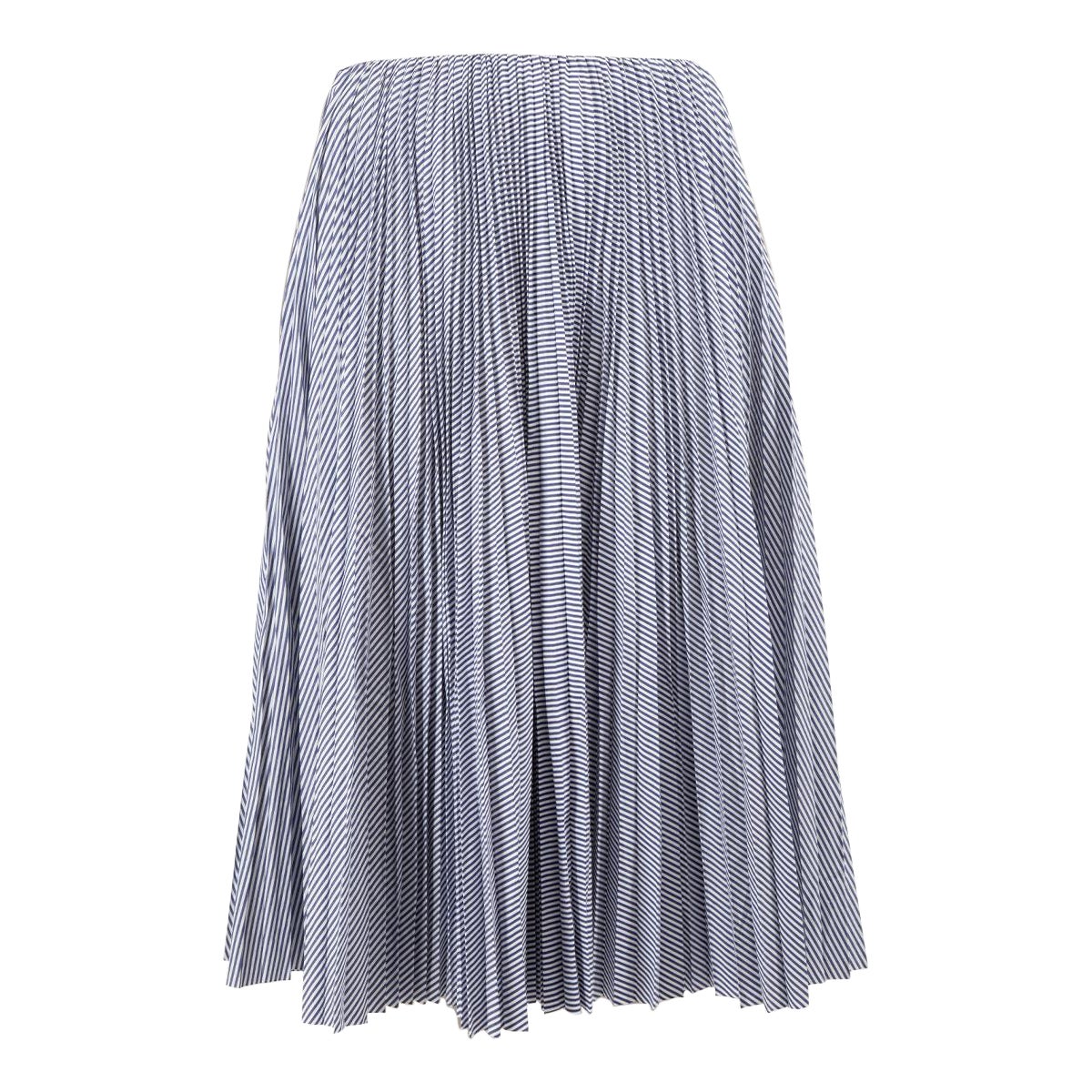 Sacai Blue Striped Pleated Midi Skirt Size S For Sale