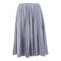 Sacai Blue Striped Pleated Midi Skirt Size S