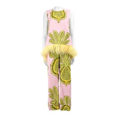 La DoubleJ Patterned Ostich Feather Trim Co-ord Size XL