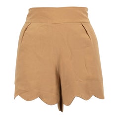 Chloé Camel Silk Scalloped Accent Short Size L