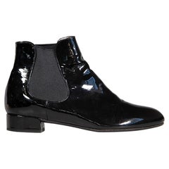 Prada Black Patent Leather Chelsea Boots Size IT 36.5