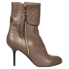 Louis Vuitton Brown Leather Monogram Ankle Boots Size IT 37.5